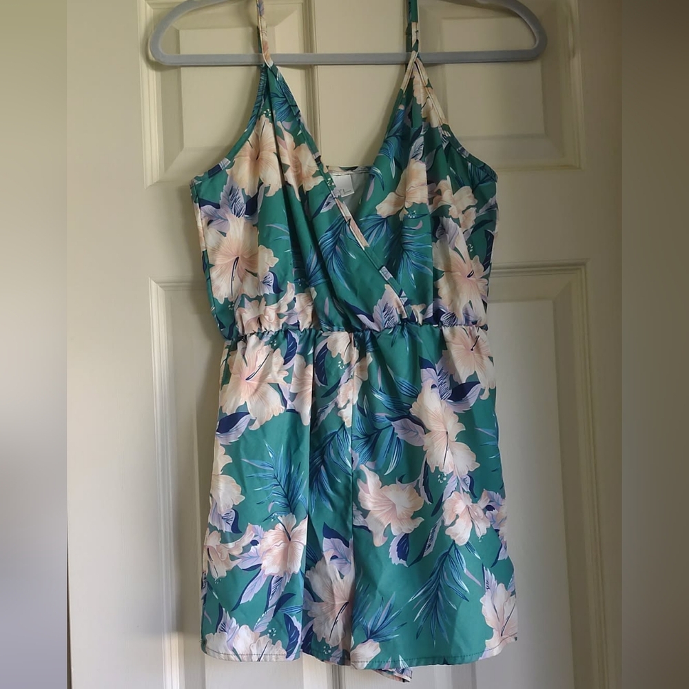 Floral One Piece in Green and White